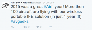 AirFi Tweet - Installed Base