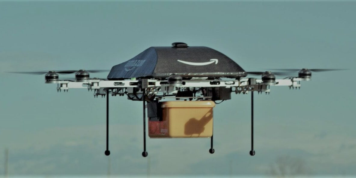 Amazon Delivery Amazon drone carrying a delivery of goods