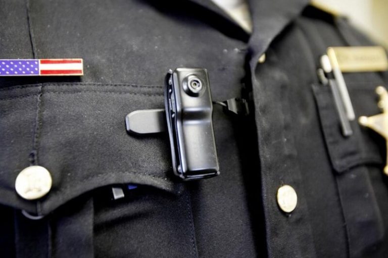 Small Body-Worn Camera attached to officer