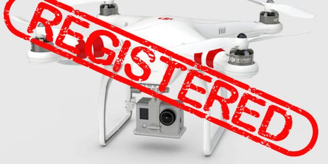 droneregistrationproblems DJI drone with red text over spelling "registered"